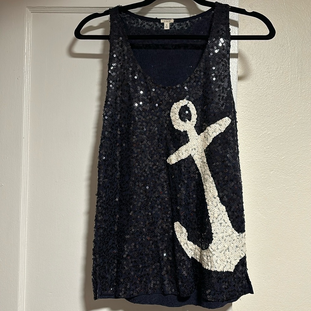 J crew blue sequin anchor shirt